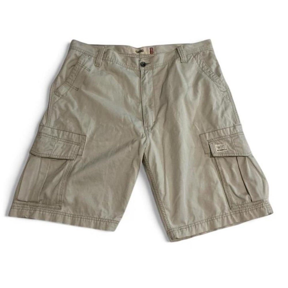 Vintage Levi's Cargo Shorts Mens W38 Tan Khaki‎ Cotton Utility Relaxed Fit